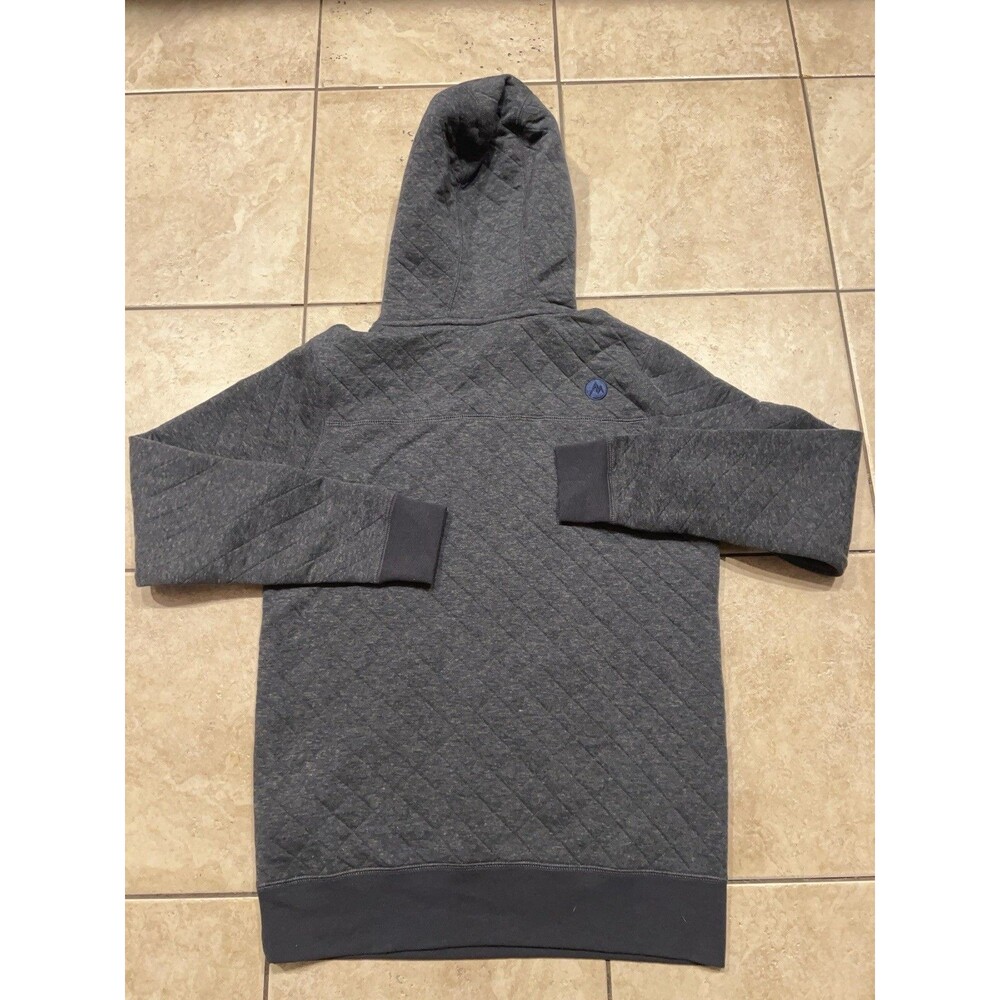 Marmot Galen Hoodie Mens Small Grey Dark Steel Quilted Sweater Pullover Wool - Picture 2 of 10